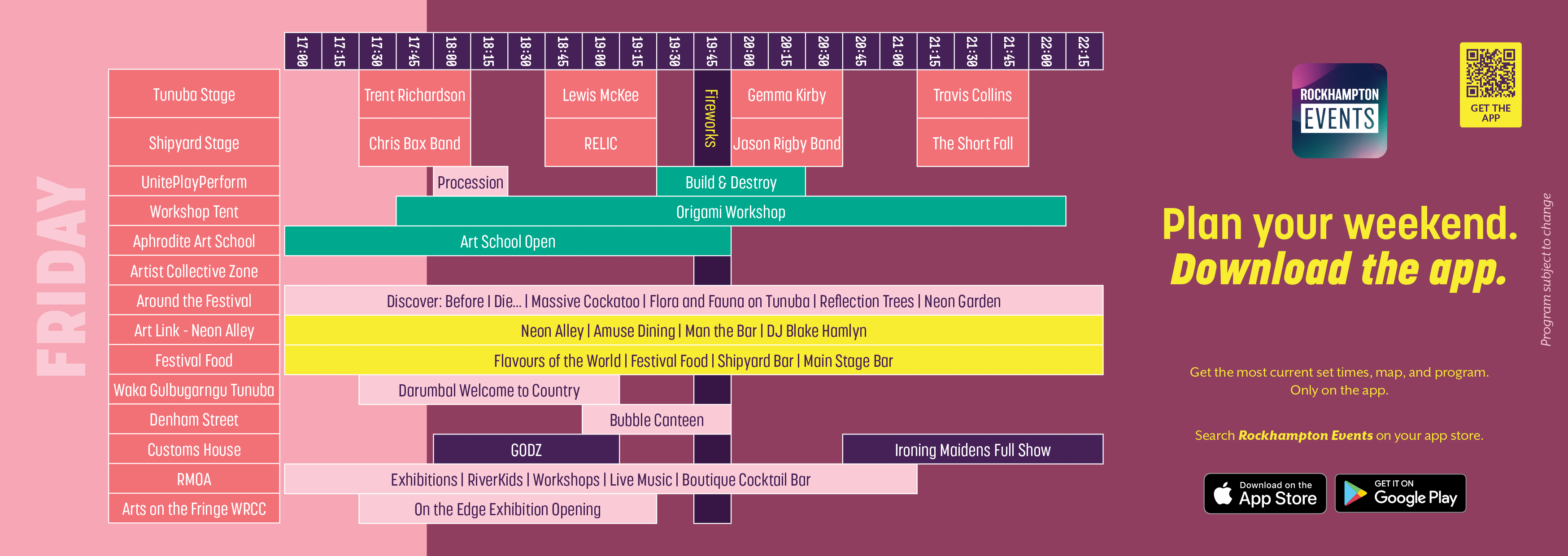 Friday River Fest X - 2024 Program Timetable