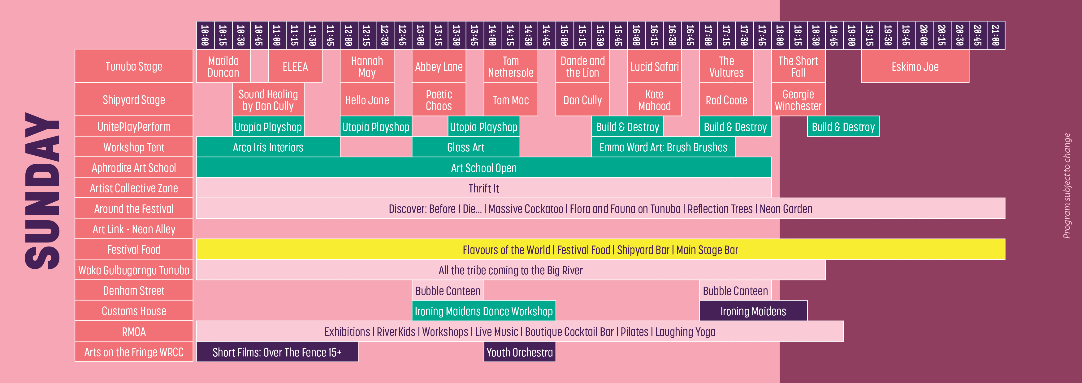 Sunday River Fest X - 2024 Program Timetable